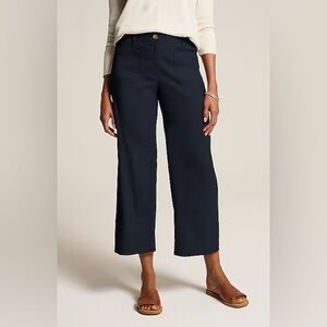 J.Jill Linen Stretch Patch Pocket Crop Pants Women’s Large Navy Blue Wide Leg